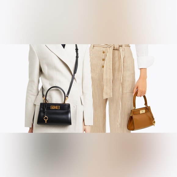 Tory Burch Lee Radziwill Petite Bag Tinto (Burgundy-Dark Red) Bag Gold Accents - Picture 4 of 16